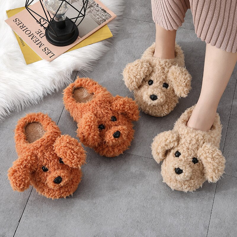 fluffy dog slippers