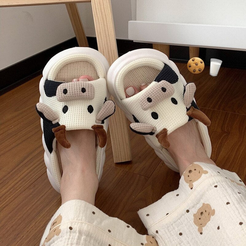 kawaii cow slippers