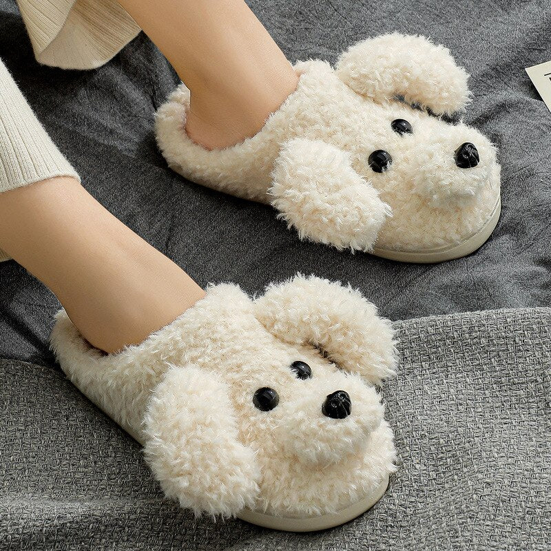 fluffy dog slippers