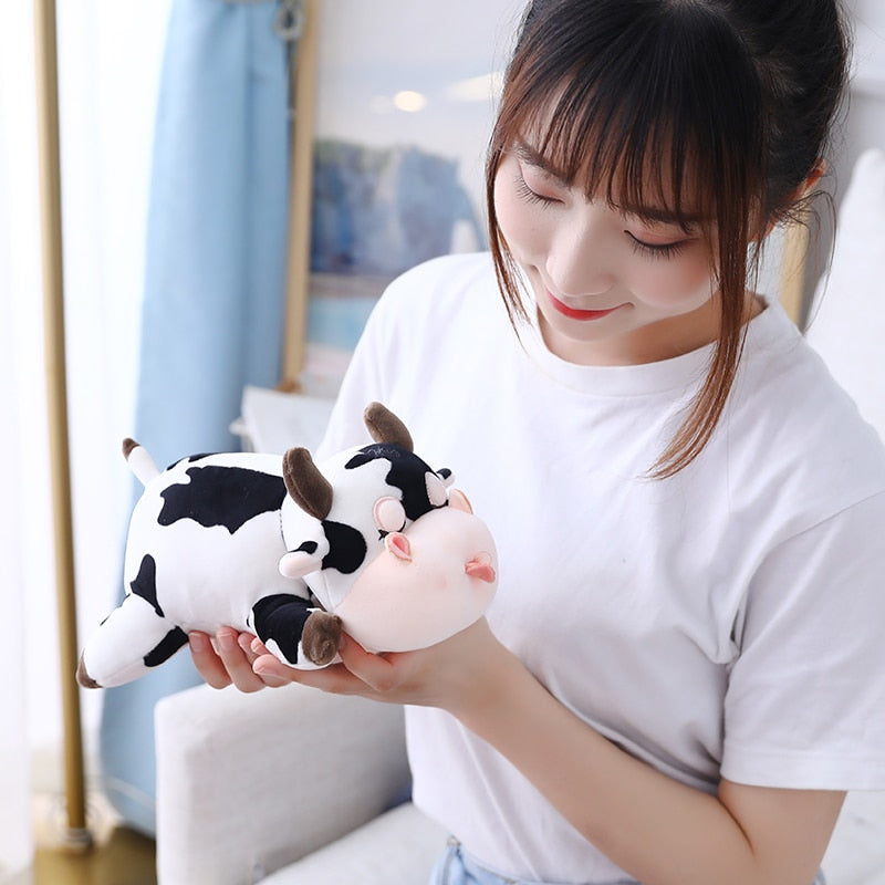 Kawaii Cow Cuddling Pillow Plush