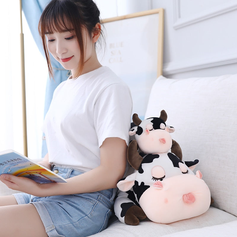 Kawaii Cow Cuddling Pillow Plush