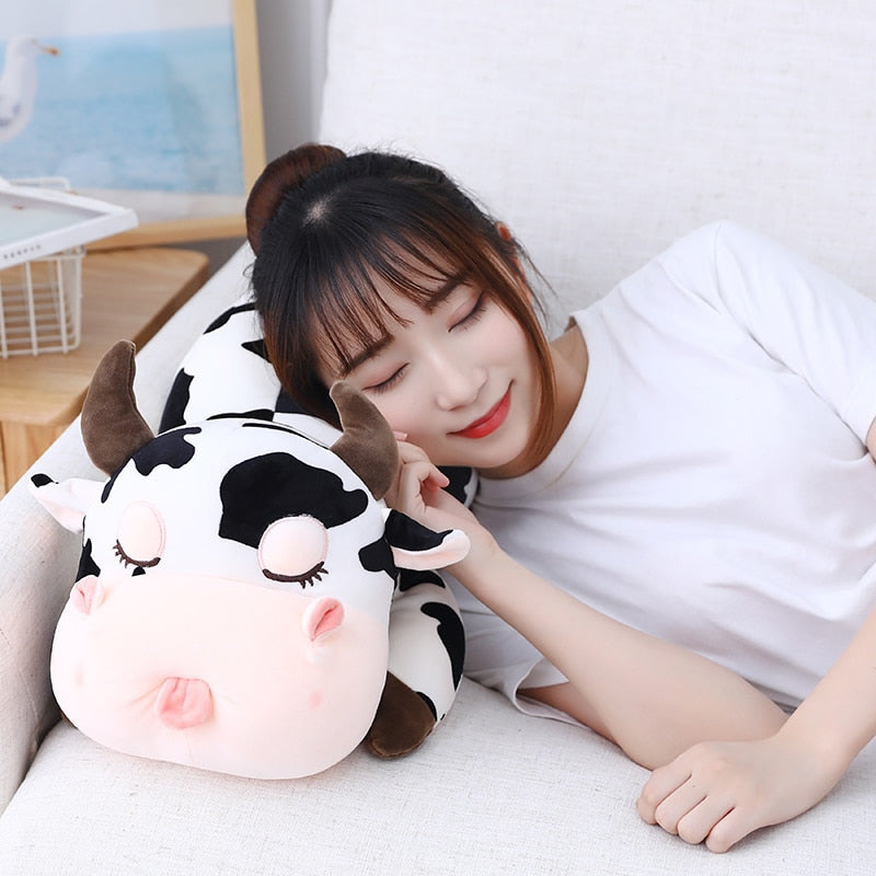 Kawaii Cow Cuddling Pillow Plush