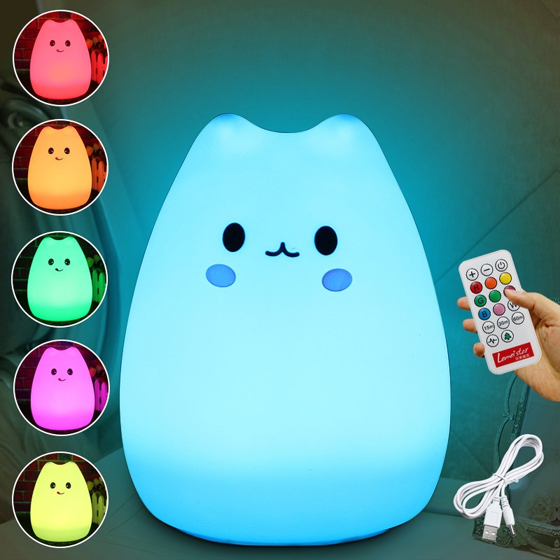 Colorful Silicone Animal Cat Night Light