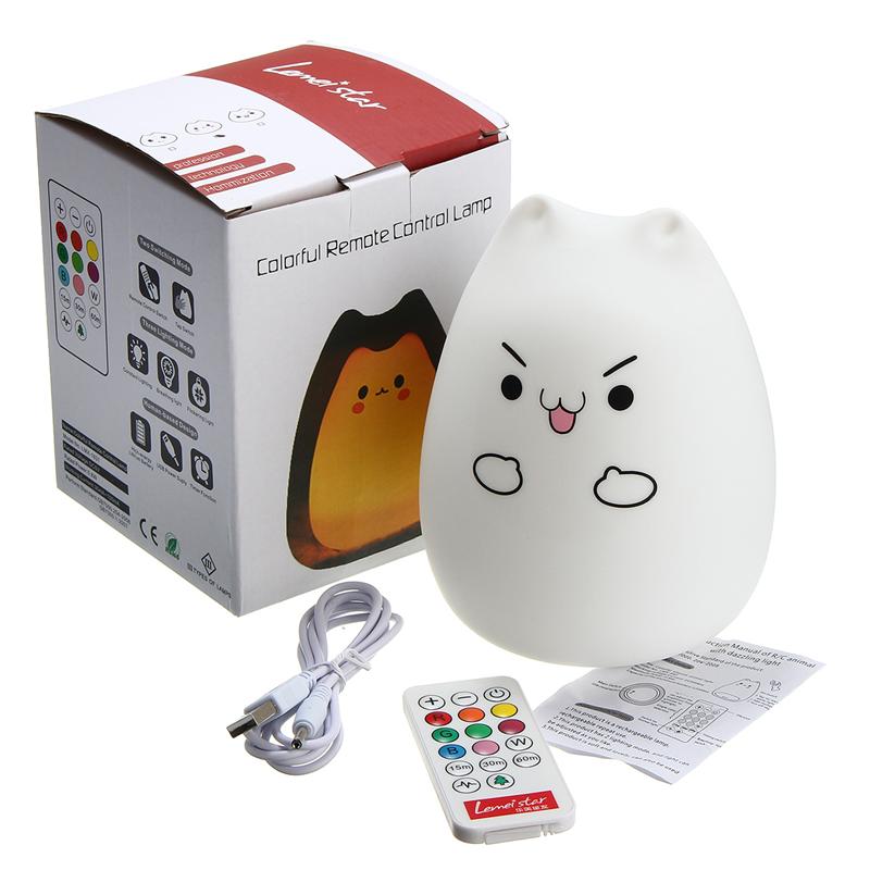 Colorful Silicone Animal Cat Night Light